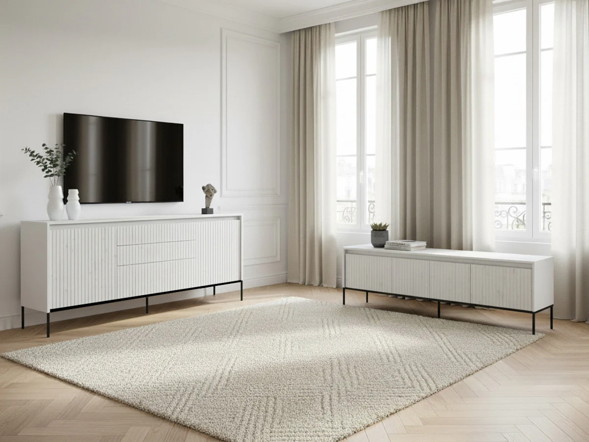 Ensemble LENARA avec buffet 166 cm + meuble TV 167 cm avec tasseaux et LED - Image 6