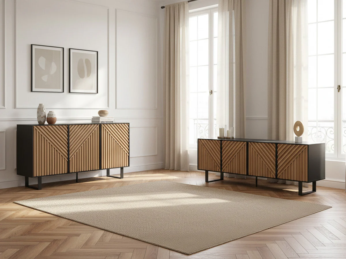 Ensemble ALAIA avec buffet 151 cm + meuble TV 161 cm effet chêne