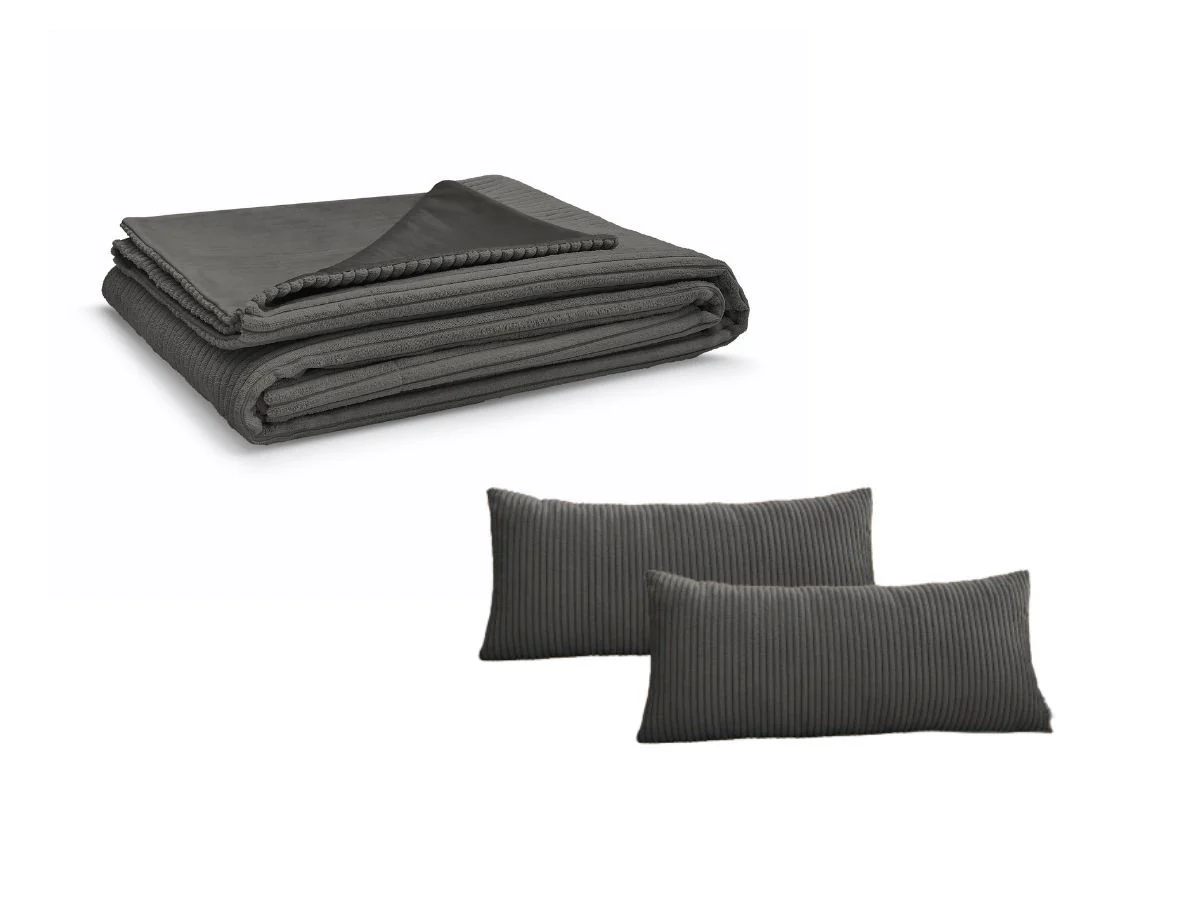 Ensemble STOCKHOLM avec plaid 140 x 180 cm + 2 coussins bifaces - Image 12