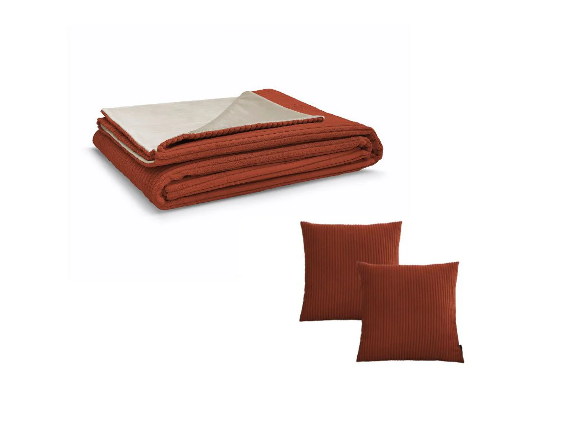Ensemble STOCKHOLM avec plaid 140 x 180 cm + 2 coussins bifaces - Image 22