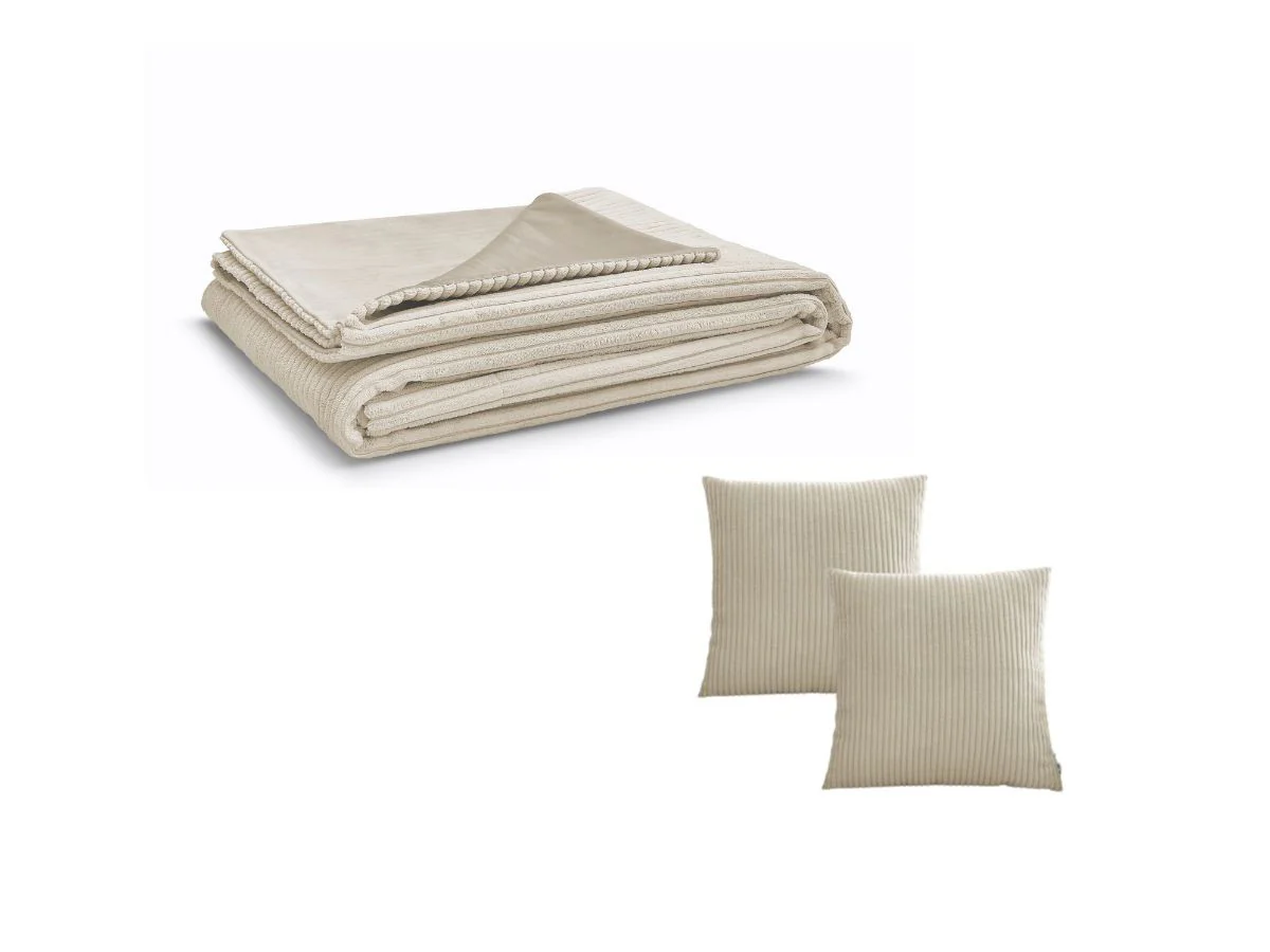 Ensemble STOCKHOLM avec plaid 140 x 180 cm + 2 coussins bifaces - Image 3