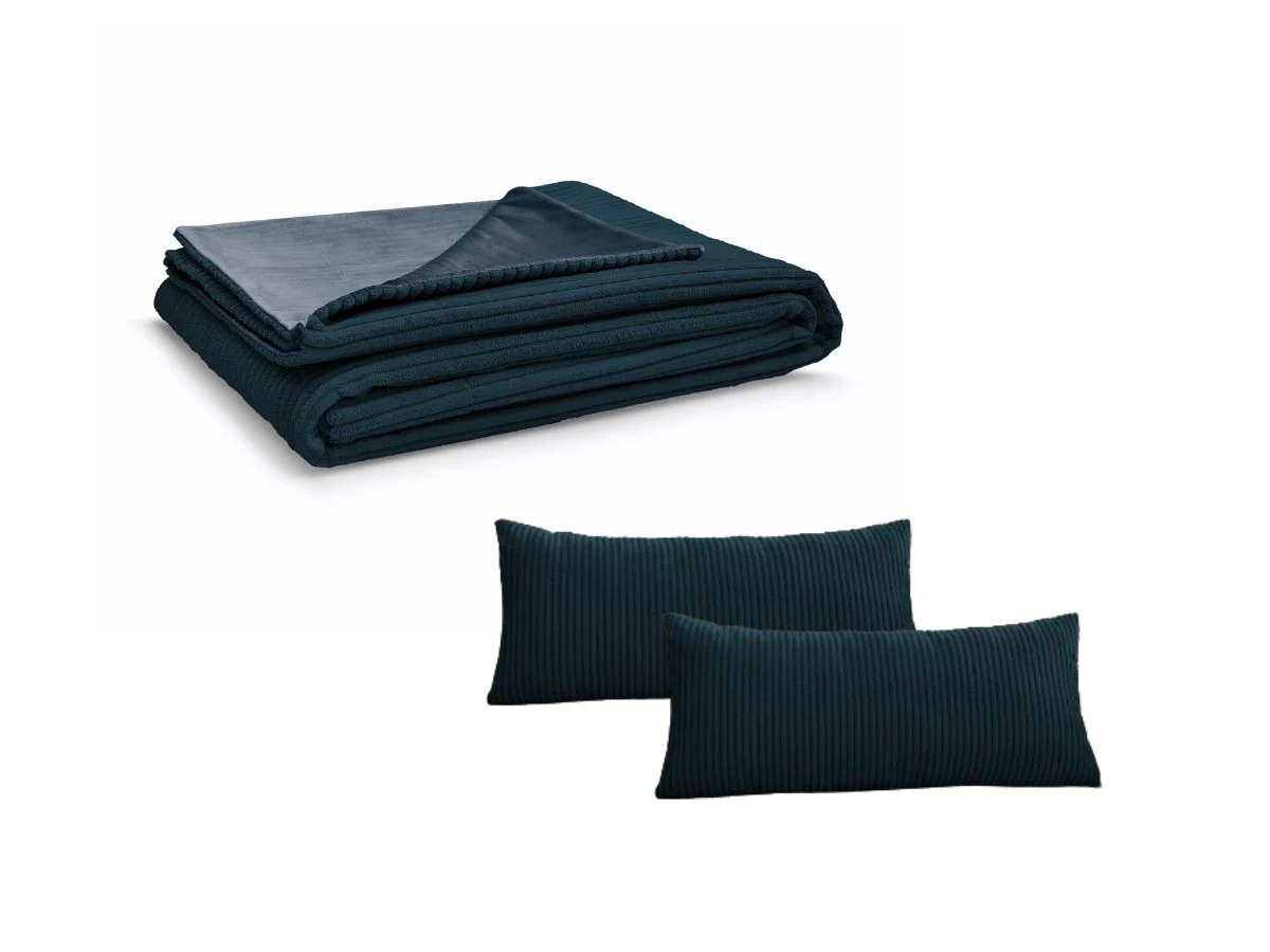 Ensemble STOCKHOLM avec plaid 140 x 180 cm + 2 coussins bifaces - Image 31