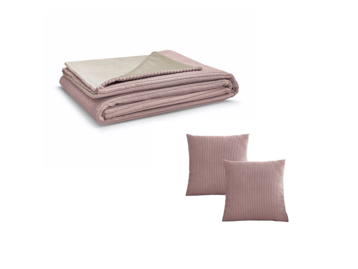 Ensemble STOCKHOLM avec plaid 140 x 180 cm + 2 coussins bifaces - Image 5