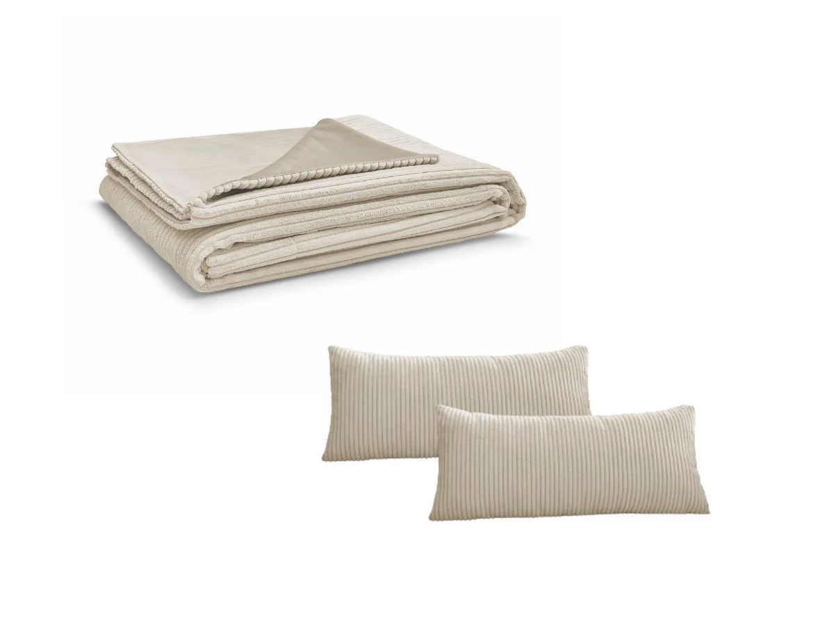 Ensemble STOCKHOLM avec plaid 140 x 180 cm + 2 coussins bifaces - Image 9