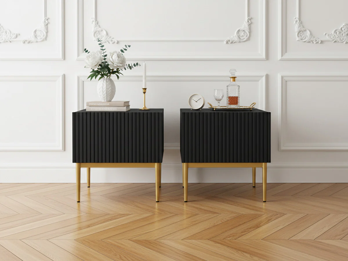 Lot de 2 chevets tiroir KASHA pieds or - Image 6