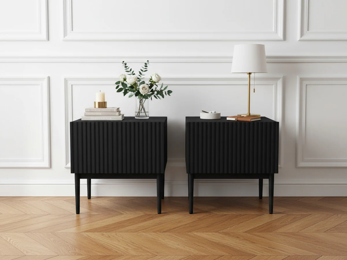 Lot de 2 chevets tiroir KASHA pieds noir - Image 2