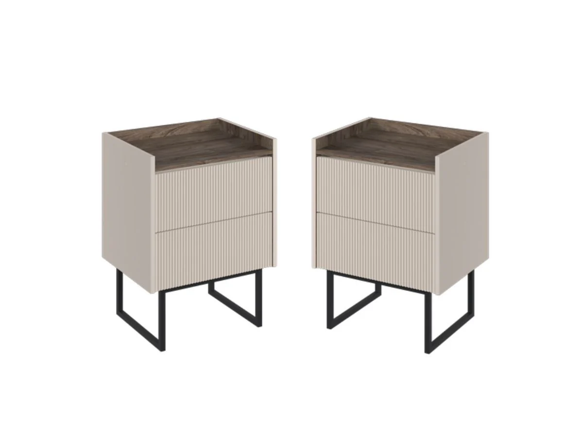 Lot de 2 chevets LOUNA 2 tiroirs avec LED