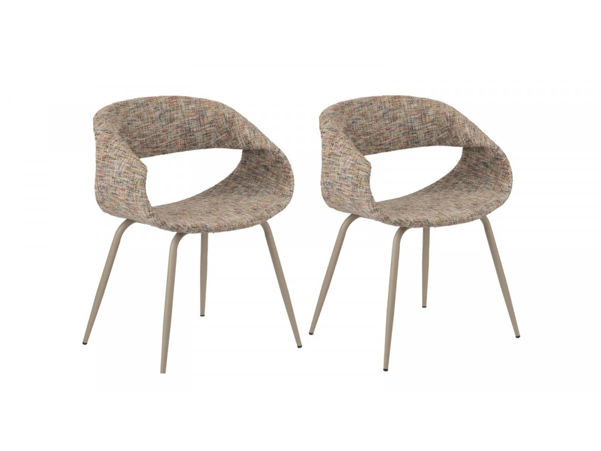 Lot de chaises ISABELLE tissu texturé pieds beige