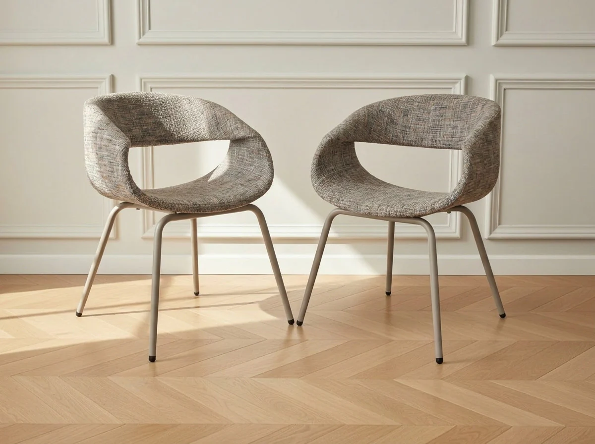 Lot de chaises ISABELLE tissu texturé pieds beige - Image 2