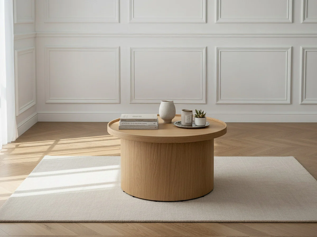 Table basse D.60 cm CASTELLANE placage chêne massif - Image 3