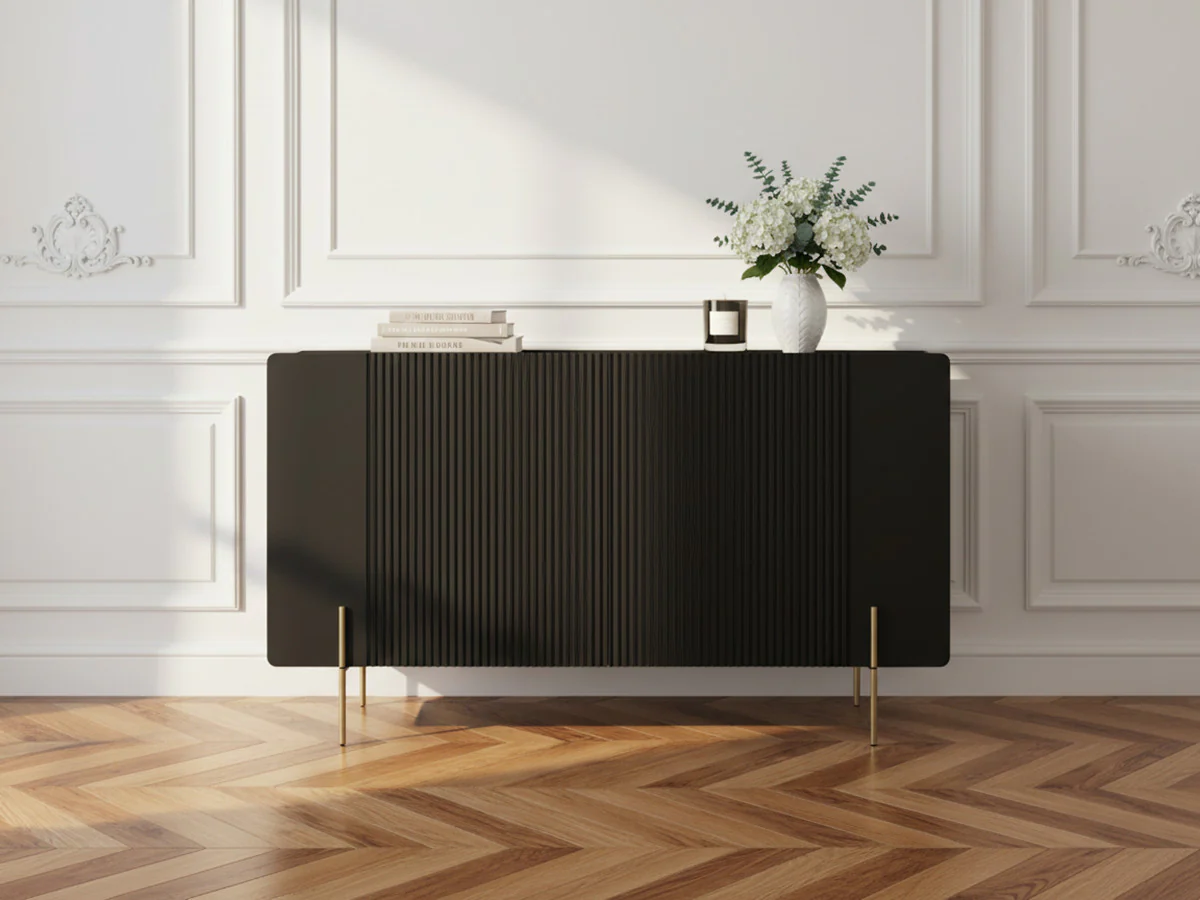 Buffet 3 portes 150 cm MATHILDE pieds or