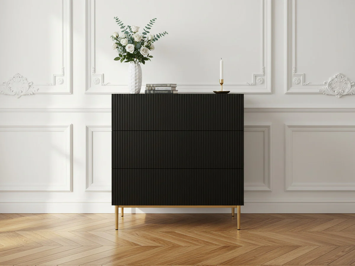 Commode KASHA 3 tiroirs pieds or - Image 2