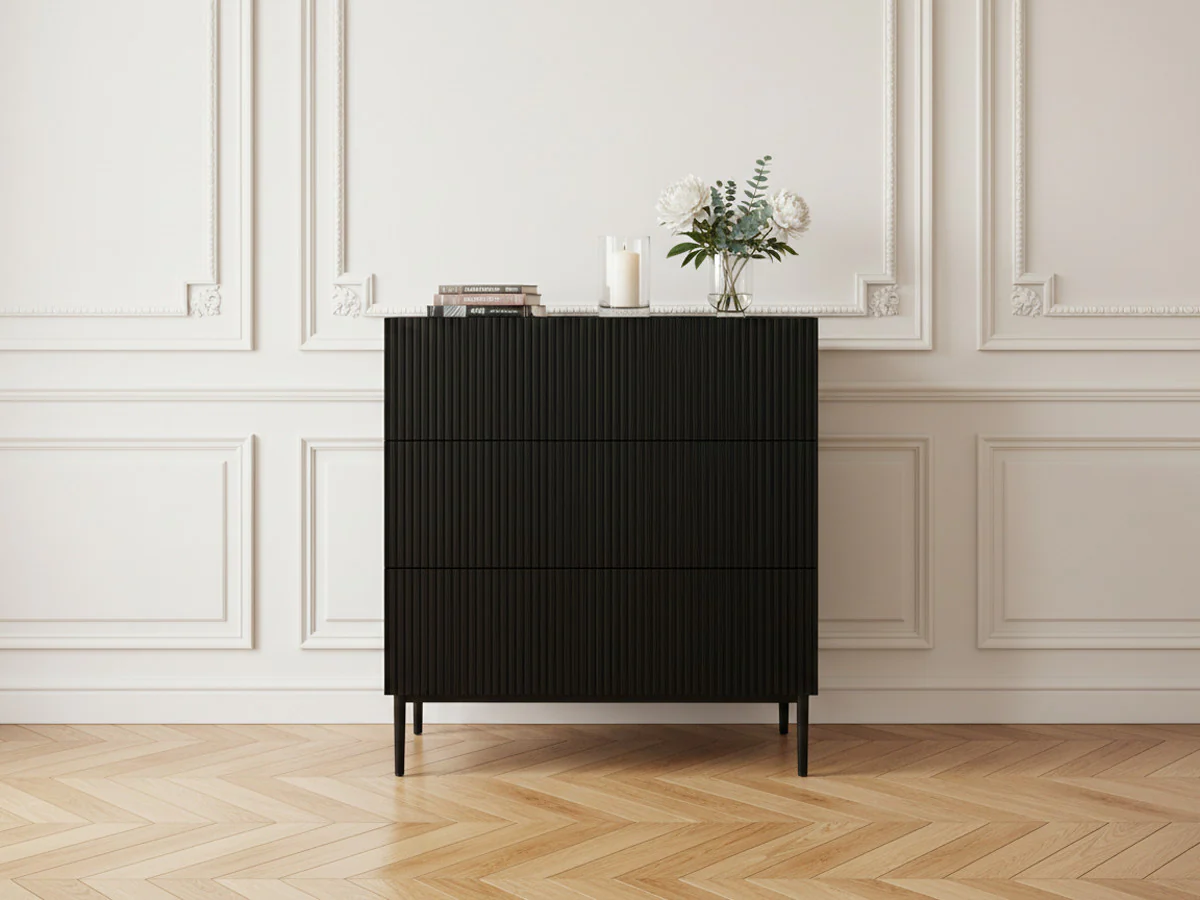 Commode KASHA 3 tiroirs pieds noir - Image 4