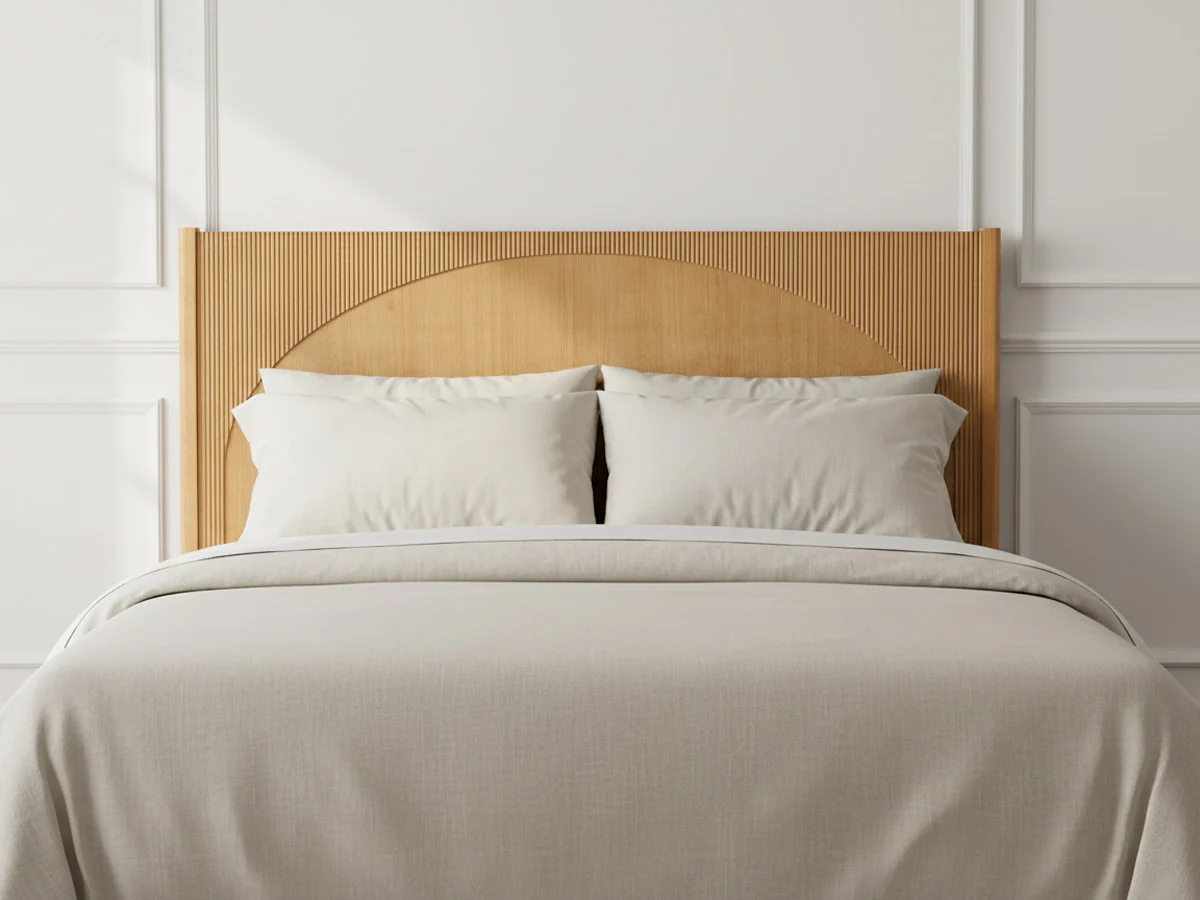 Tête de lit 165cm LOLA  motif arrondi et placage frêne massif
