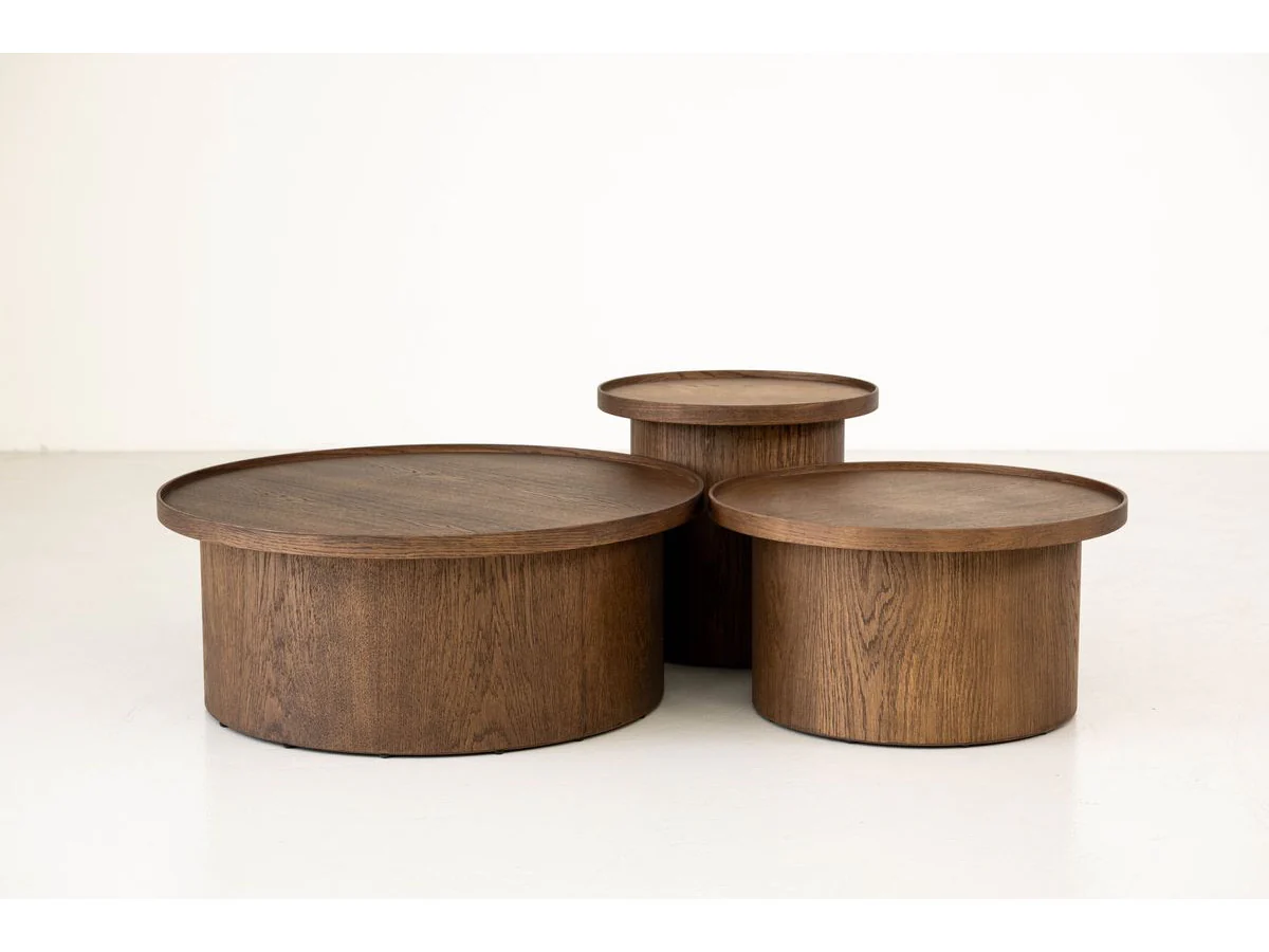 Ensemble de 3 tables basses CASTELLANE placage chêne massif - Image 2