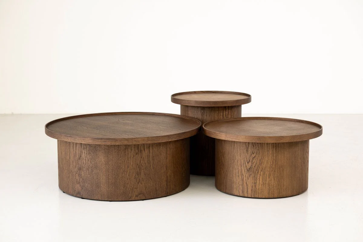 Ensemble de 3 tables basses CASTELLANE placage chêne massif - Image 4