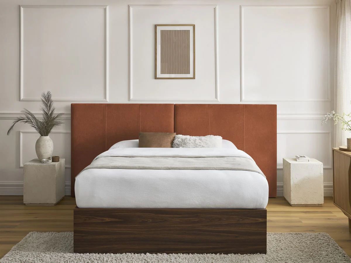 Lit coffre ALTIRA en bois foncé et tissu texturé - Image 6