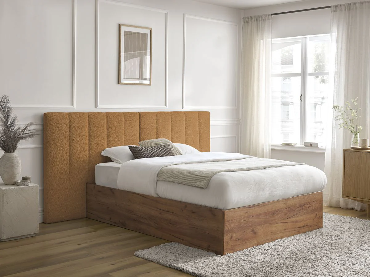 Lit coffre TIMO en bois clair et tissu bouclette - Image 3