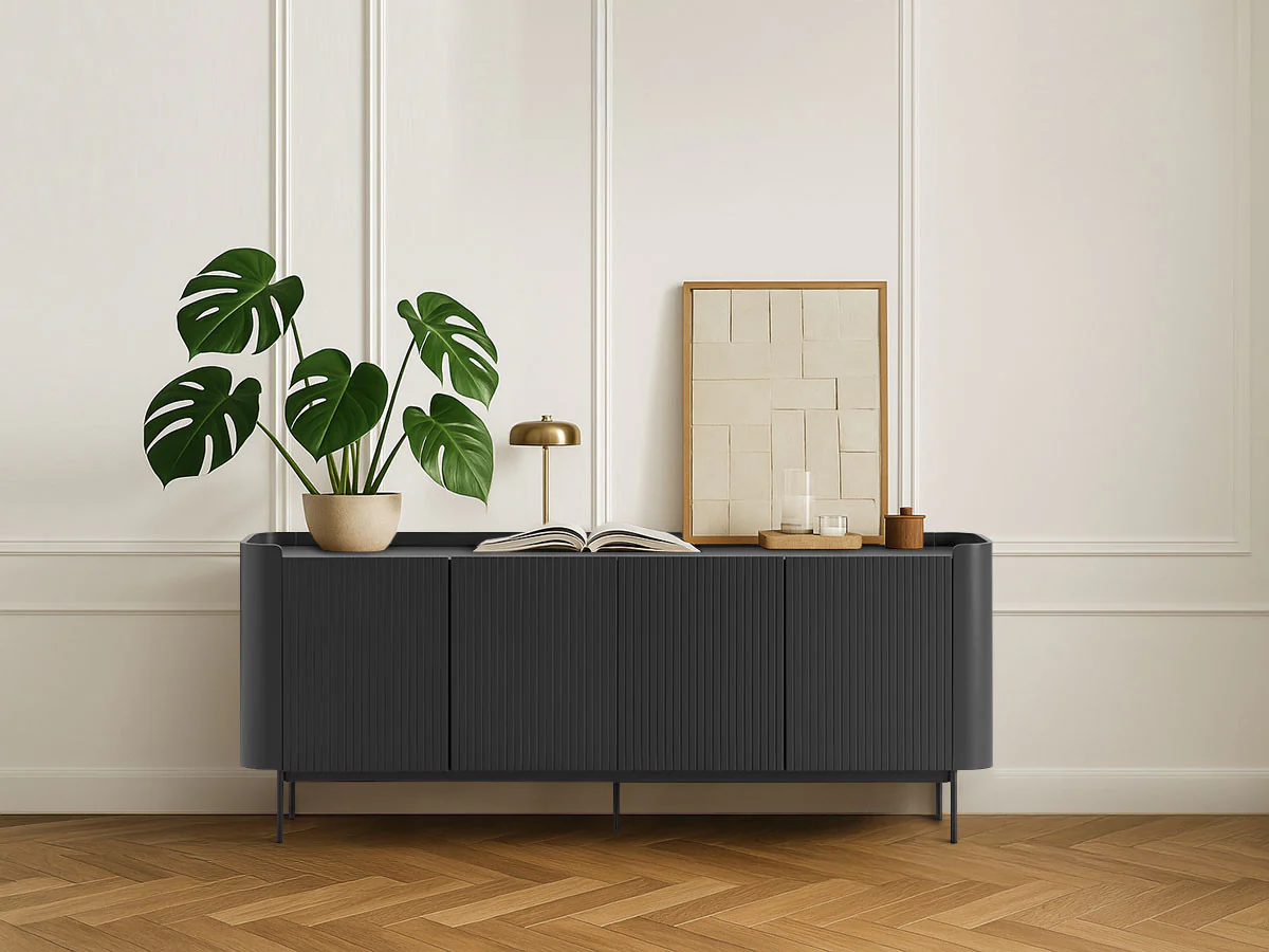 Buffet 4 portes 200 cm JAY effet tasseaux - Image 7