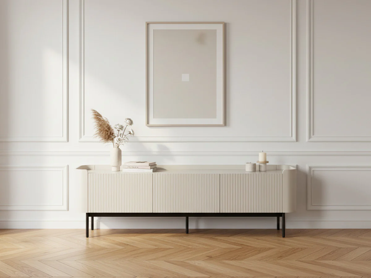 Meuble TV 3 portes 180 cm JAY effet tasseaux