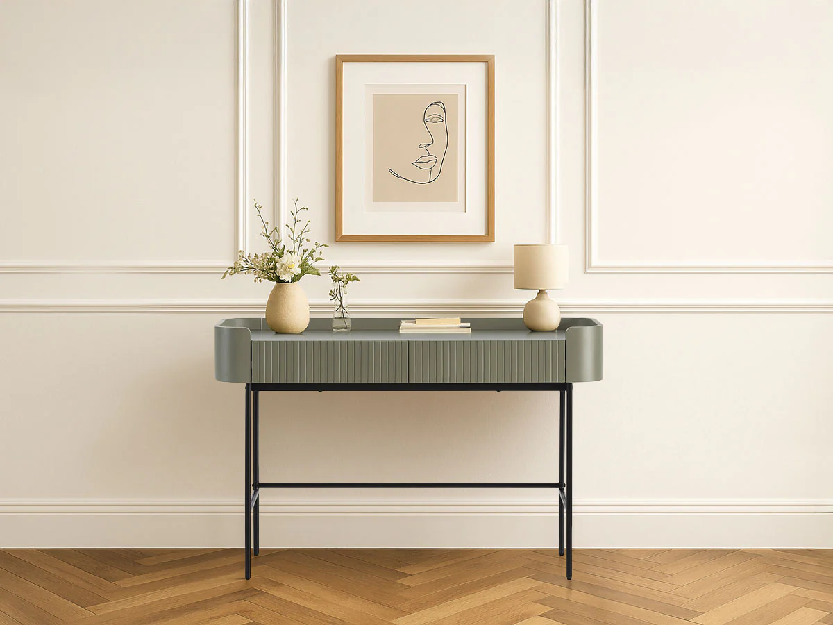 Console 2 tiroirs 120 cm JAY effet tasseaux - Image 5