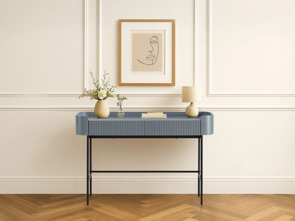 Console 2 tiroirs 120 cm JAY effet tasseaux - Image 7