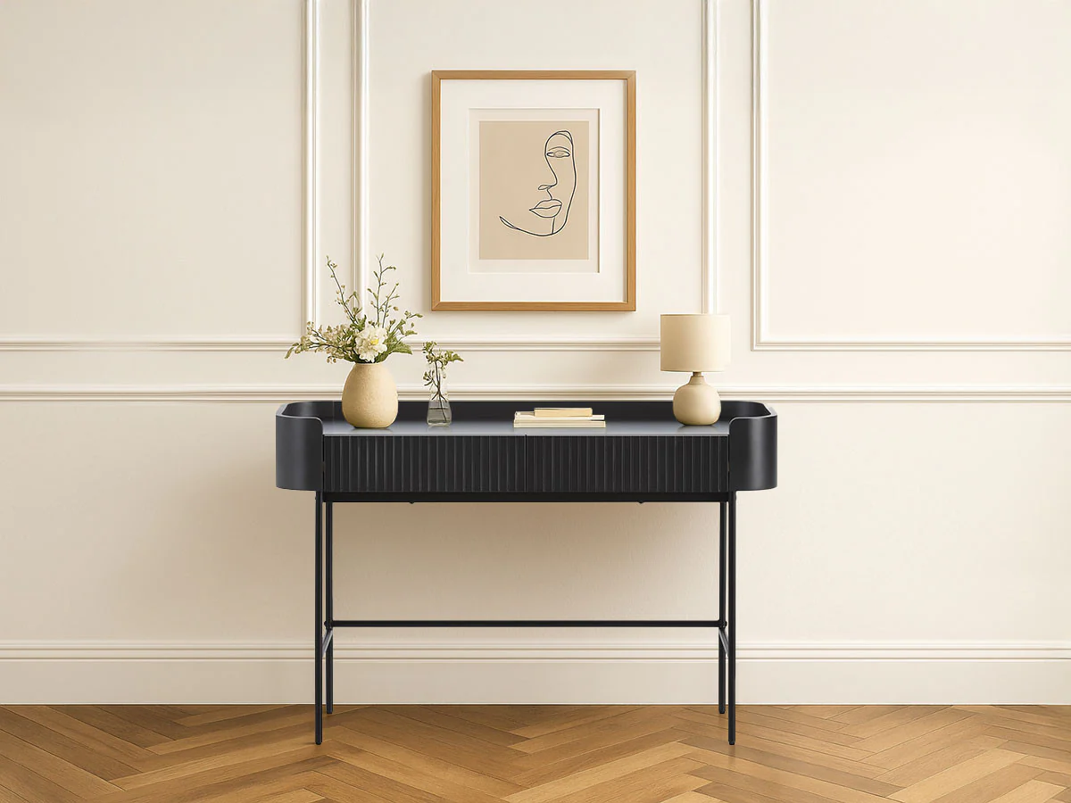 Console 2 tiroirs 120 cm JAY effet tasseaux - Image 8