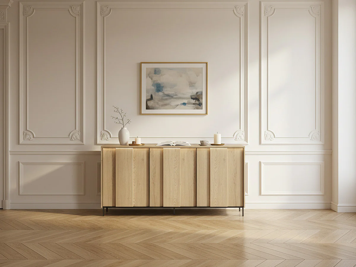 Buffet 3 portes 167 cm TILIA imitation chêne avec LED
