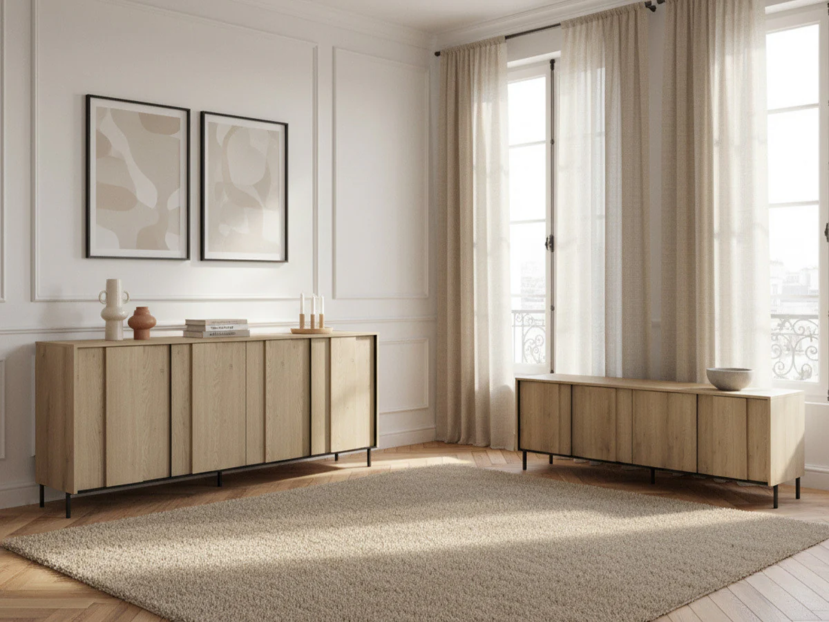 Ensemble TILIA avec buffet + meuble TV 167 cm imitation chêne avec LED