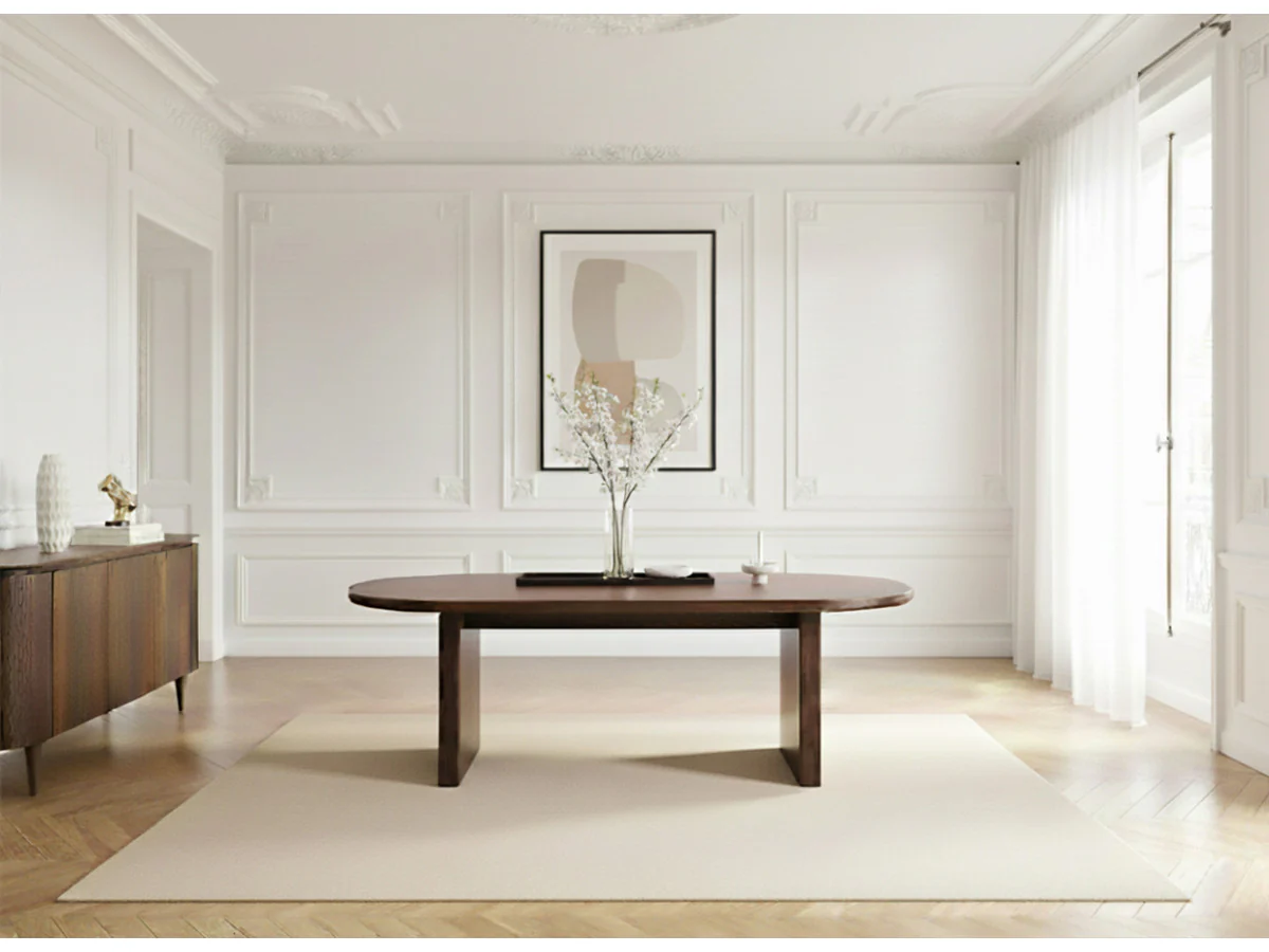 Table à manger ovale 220 cm PABLO placage noyer