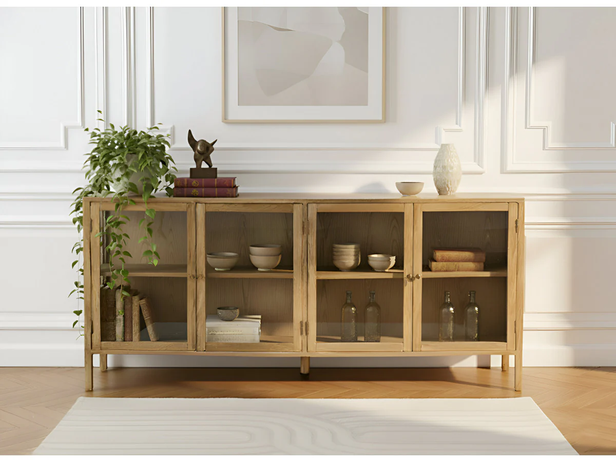 Buffet 4 portes 180 cm CARMEN placage chêne massif