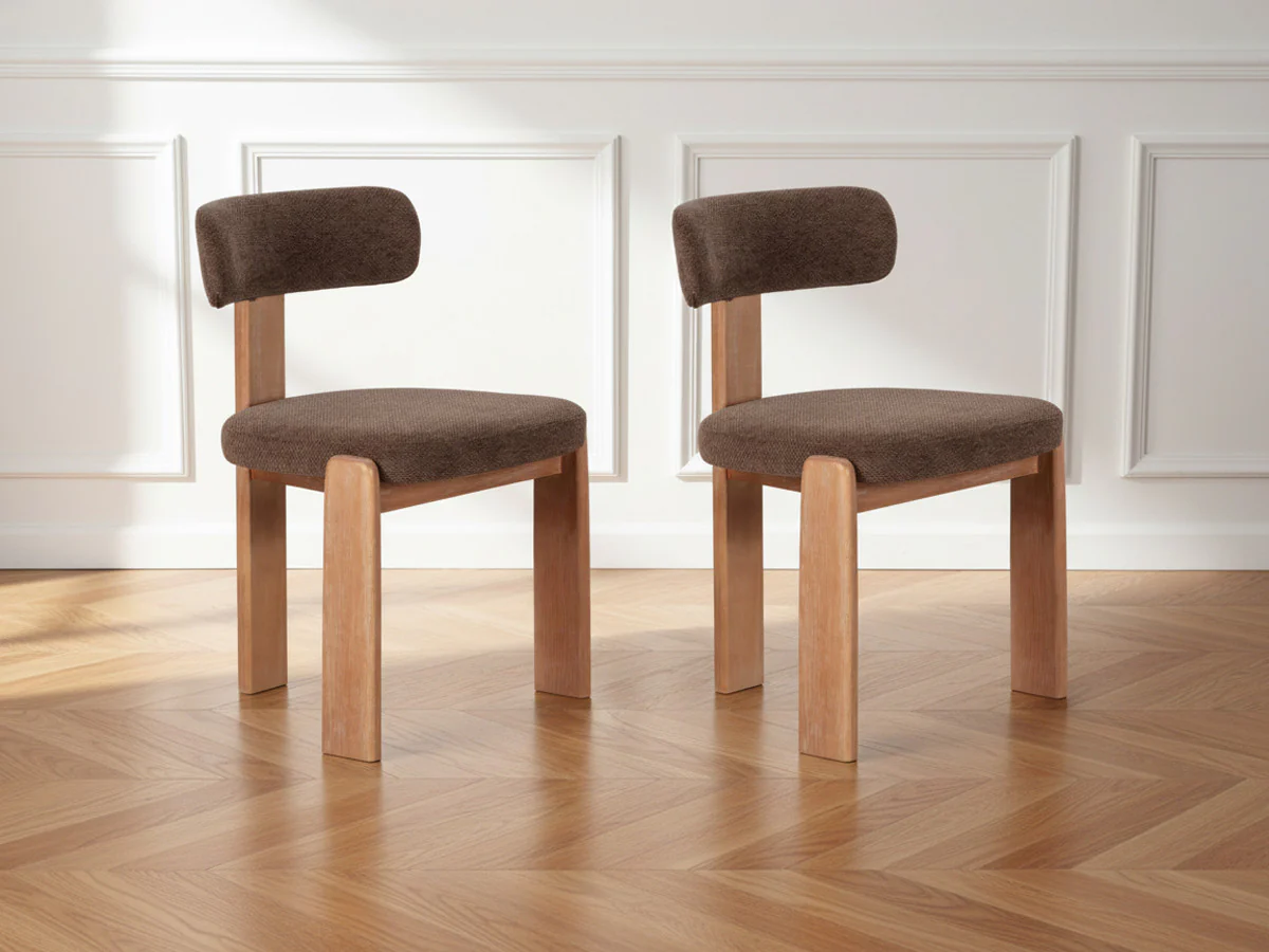 Lot de 2 chaises TANYA chêne massif et tissu texturé - Image 4