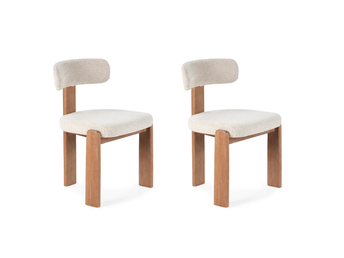 Lot de 2 chaises TANYA chêne massif et tissu texturé - Image 5