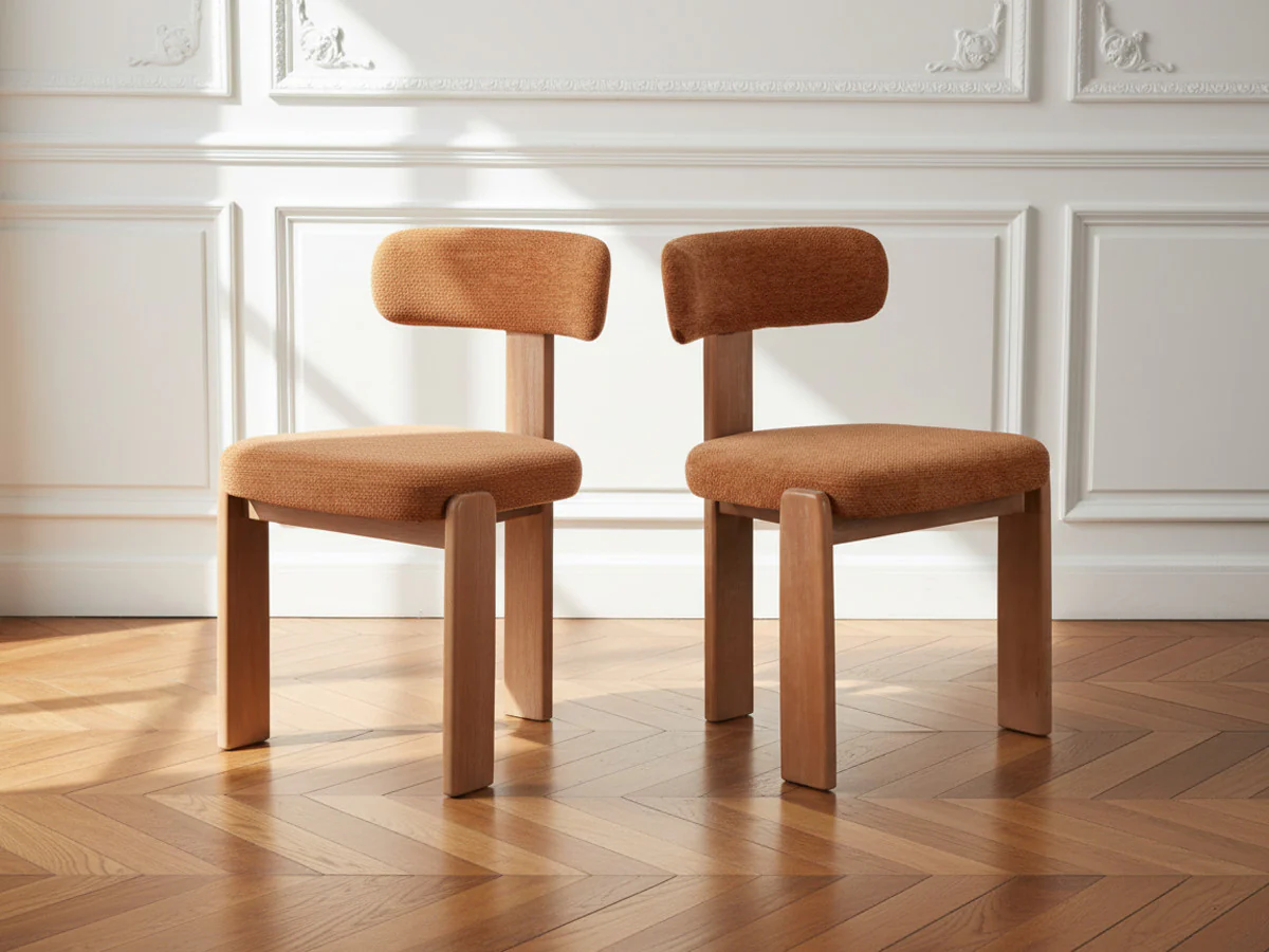 Lot de 2 chaises TANYA chêne massif et tissu texturé - Image 6