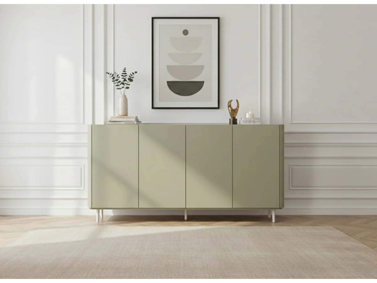 Buffet 4 portes 200 cm ANYRA pieds en bois massif