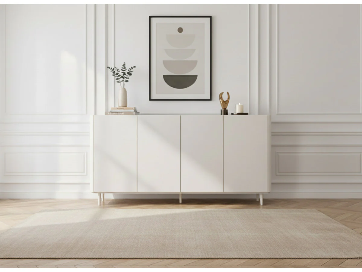 Buffet 4 portes 200 cm ANYRA pieds en bois massif - Image 2