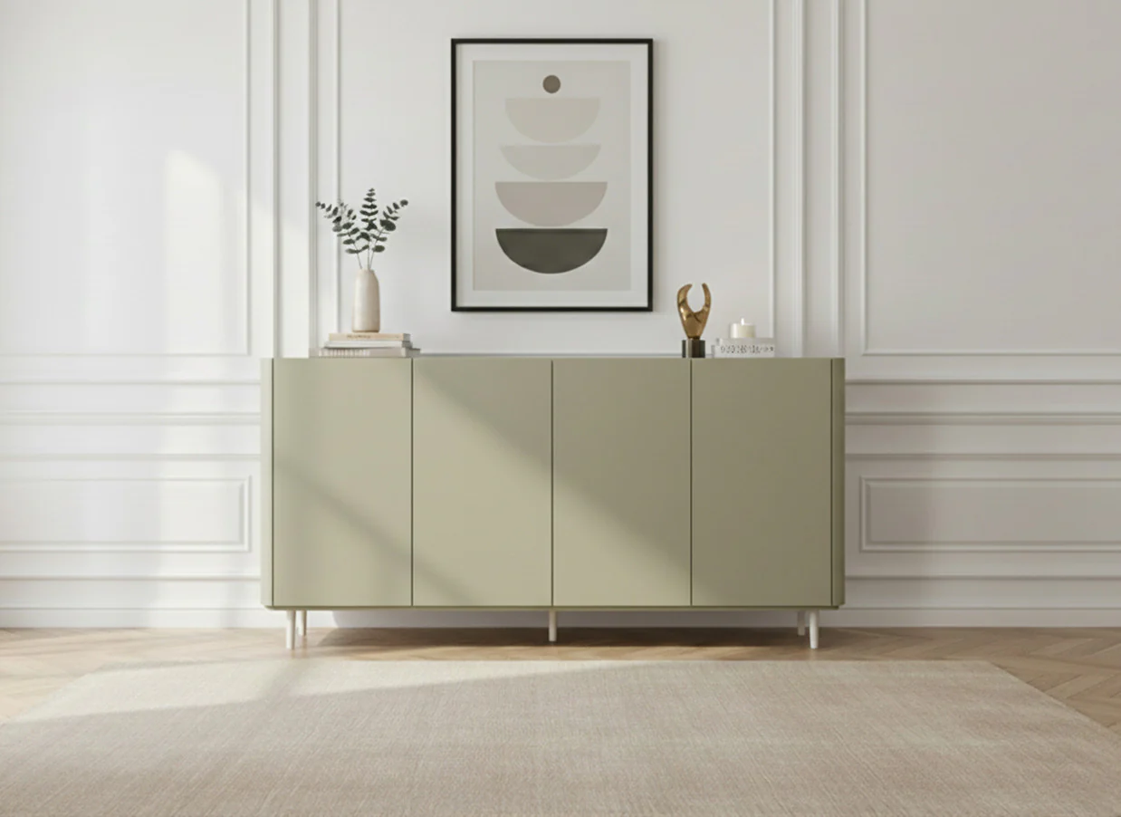 Buffet 4 portes 200 cm ANYRA pieds en bois massif - Image 3