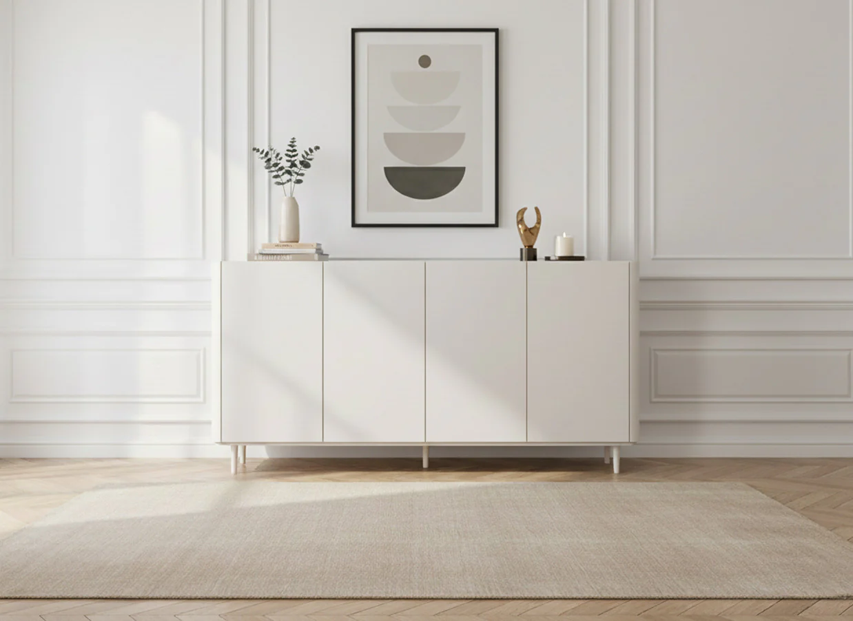 Buffet 4 portes 200 cm ANYRA pieds en bois massif - Image 4