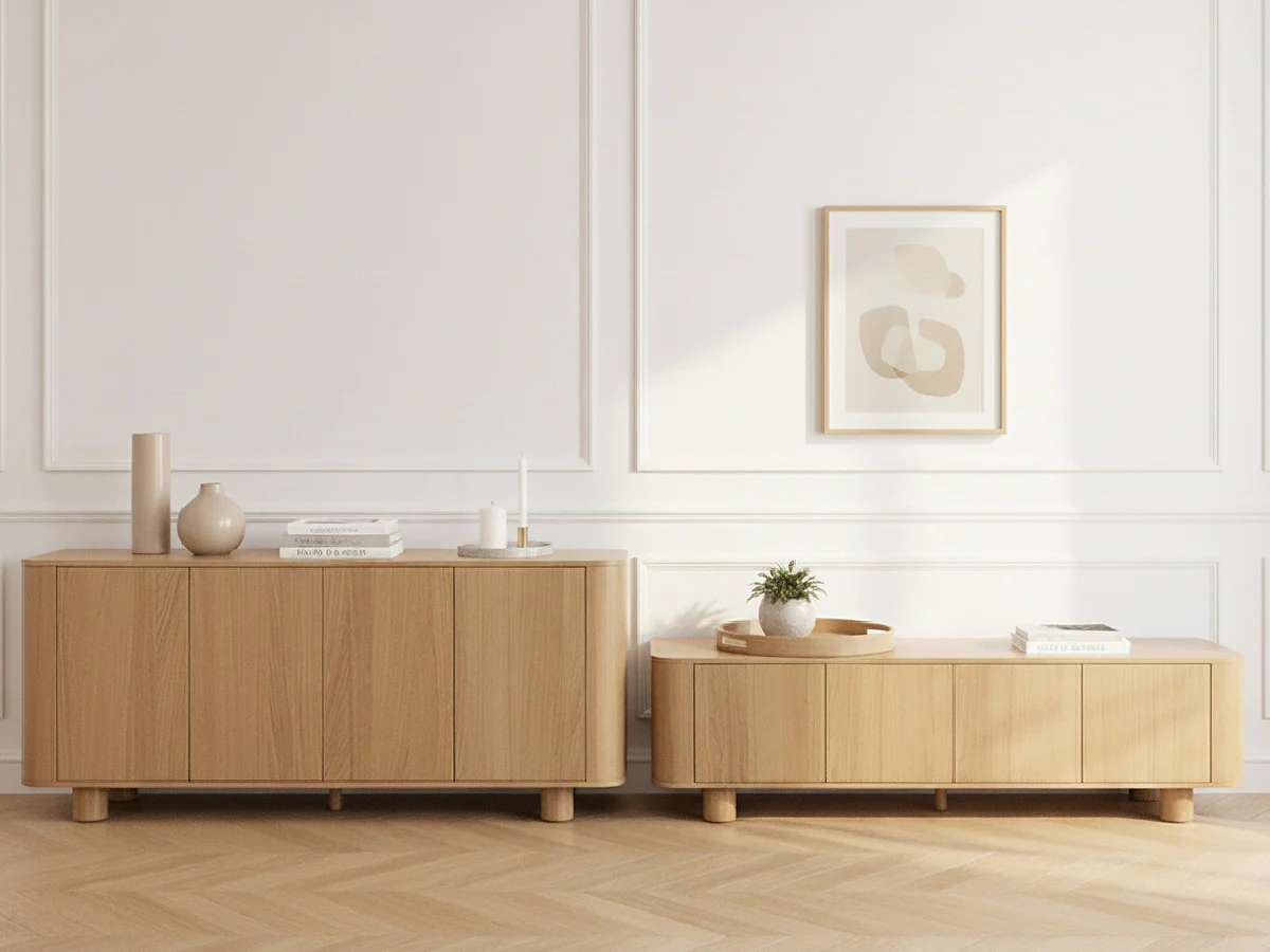Ensemble MALO avec buffet 180 cm + meuble TV 180 cm placage chêne massif