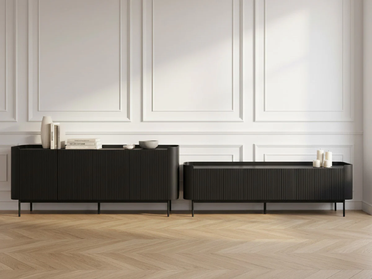 Ensemble JAY avec buffet 200 cm + meuble TV 180 cm effet tasseaux