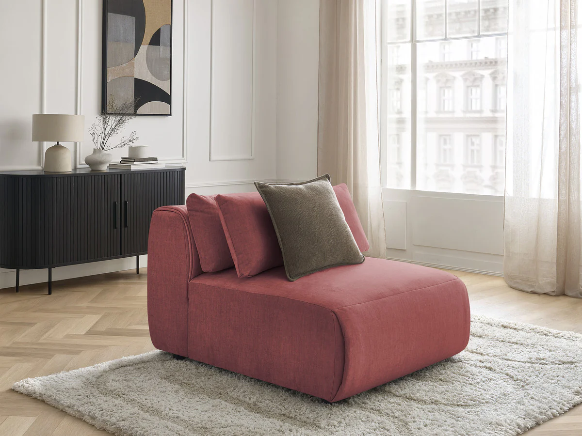 Chauffeuse 1 place avec têtière pour canapé modulable JANA tissu velours - Image 11