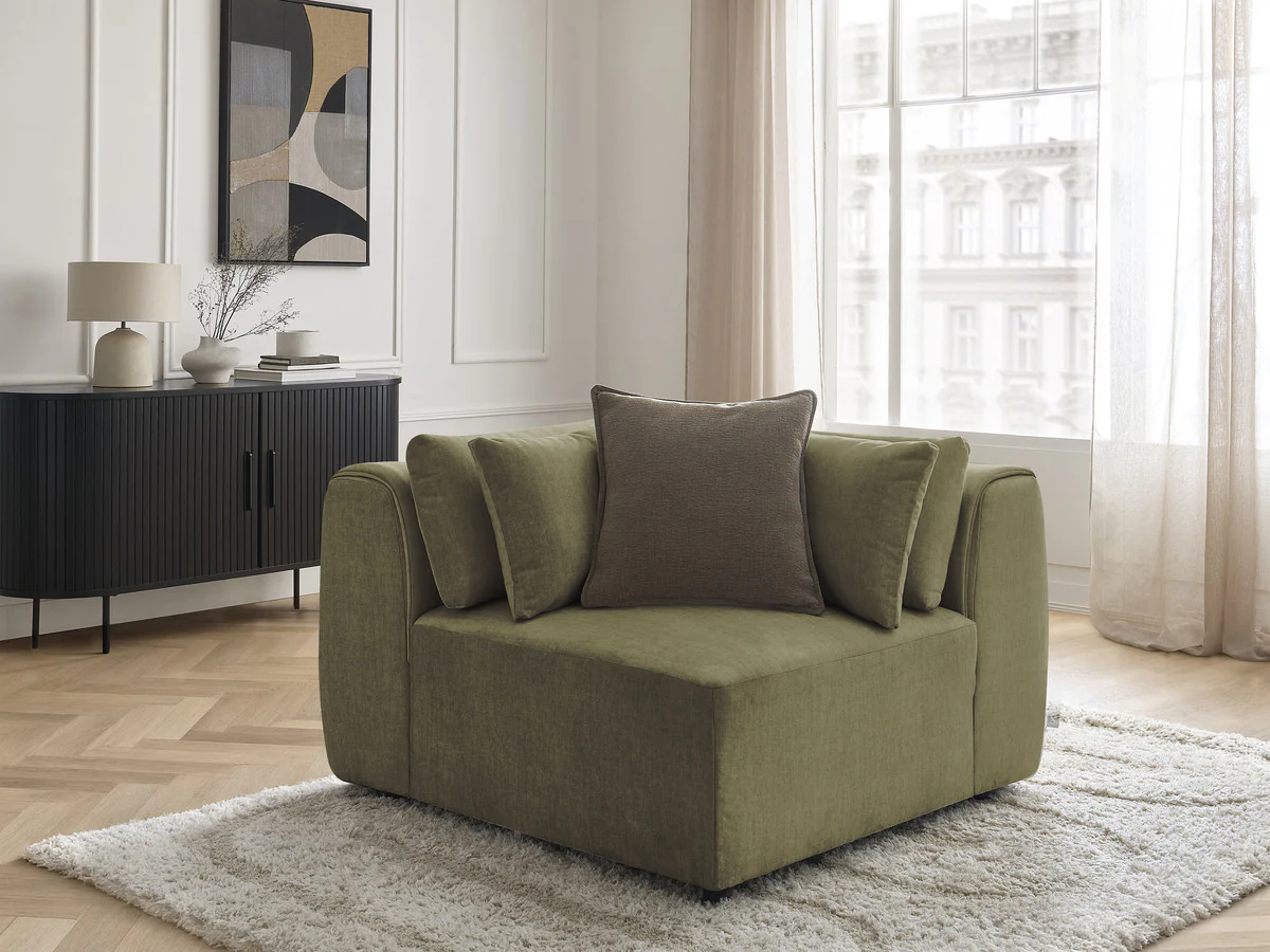 Angle avec têtière pour canapé modulable JANA tissu velours - Image 5
