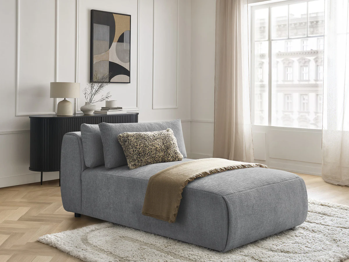 Méridienne avec têtière pour canapé modulable JANA tissu texturé - Image 3