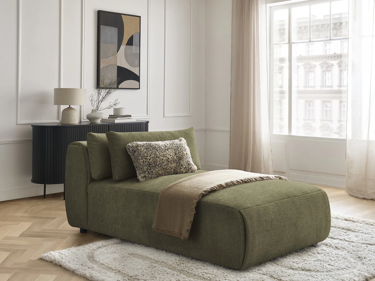 Méridienne avec têtière pour canapé modulable JANA tissu texturé - Image 6