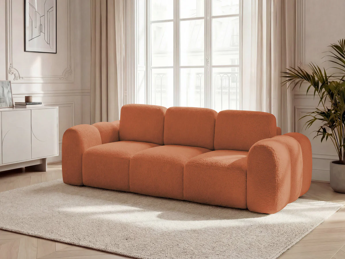 Canapé droit convertible coffre 3 places MONTAIGNE tissu bouclette - Image 13