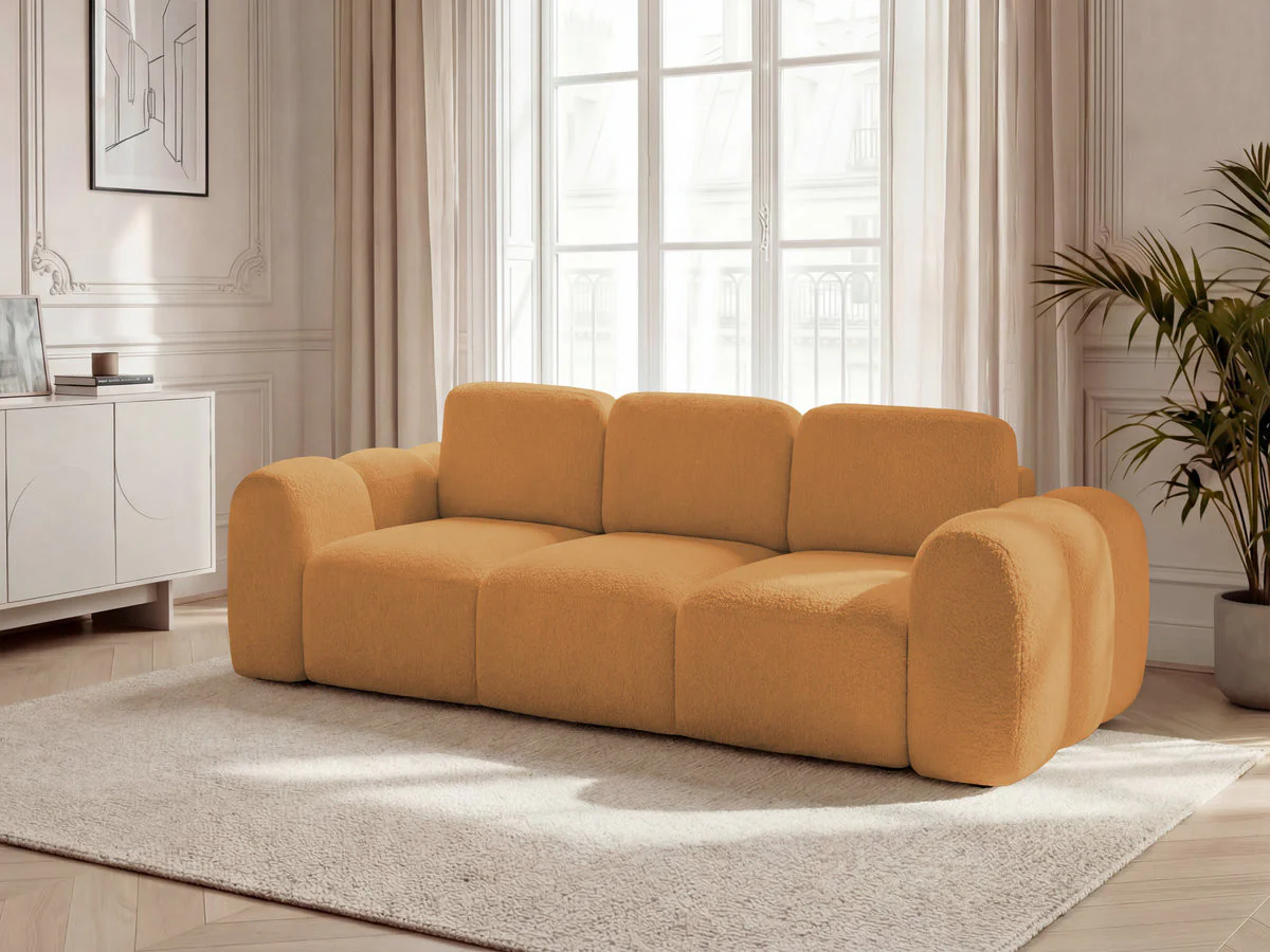Canapé droit convertible coffre 3 places MONTAIGNE tissu bouclette - Image 14
