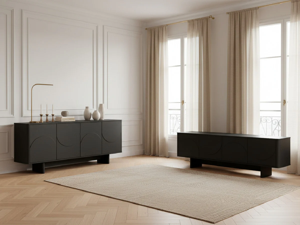 Ensemble ESTEBAN avec buffet 180 cm + meuble TV 180 cm formes géométriques - Image 3