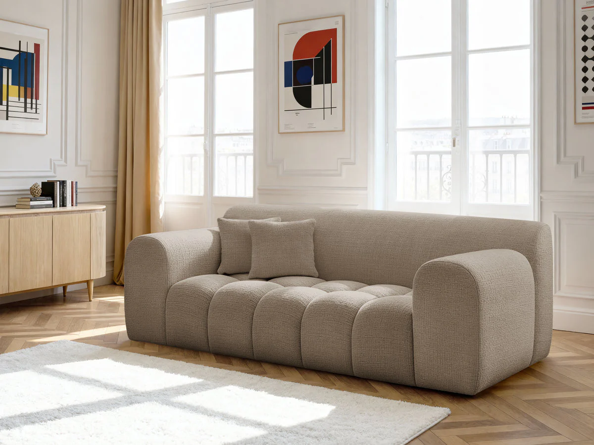 Canapé droit fixe 2 places MELISSE tissu texturé - Image 12