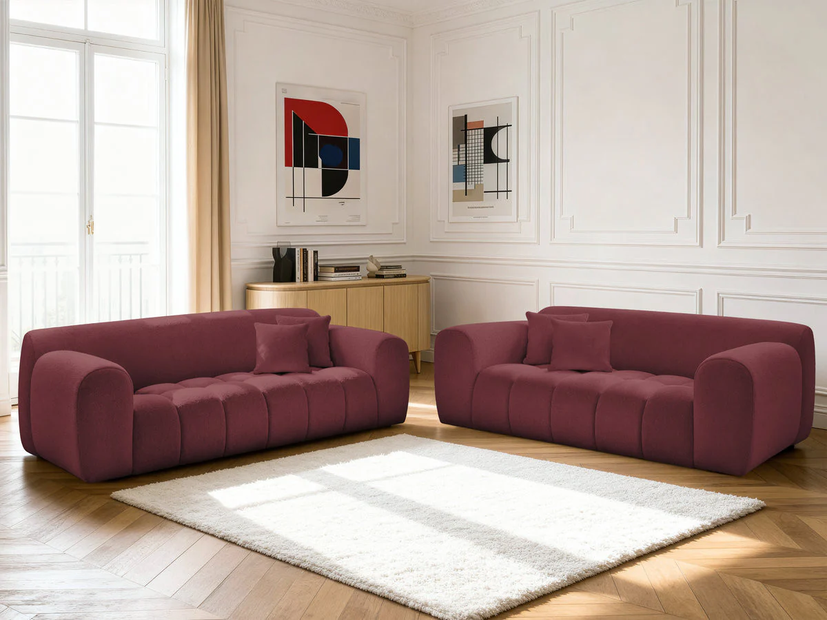 Ensemble canapé droit fixe 3 + 2 places MELISSE tissu chiné - Image 11