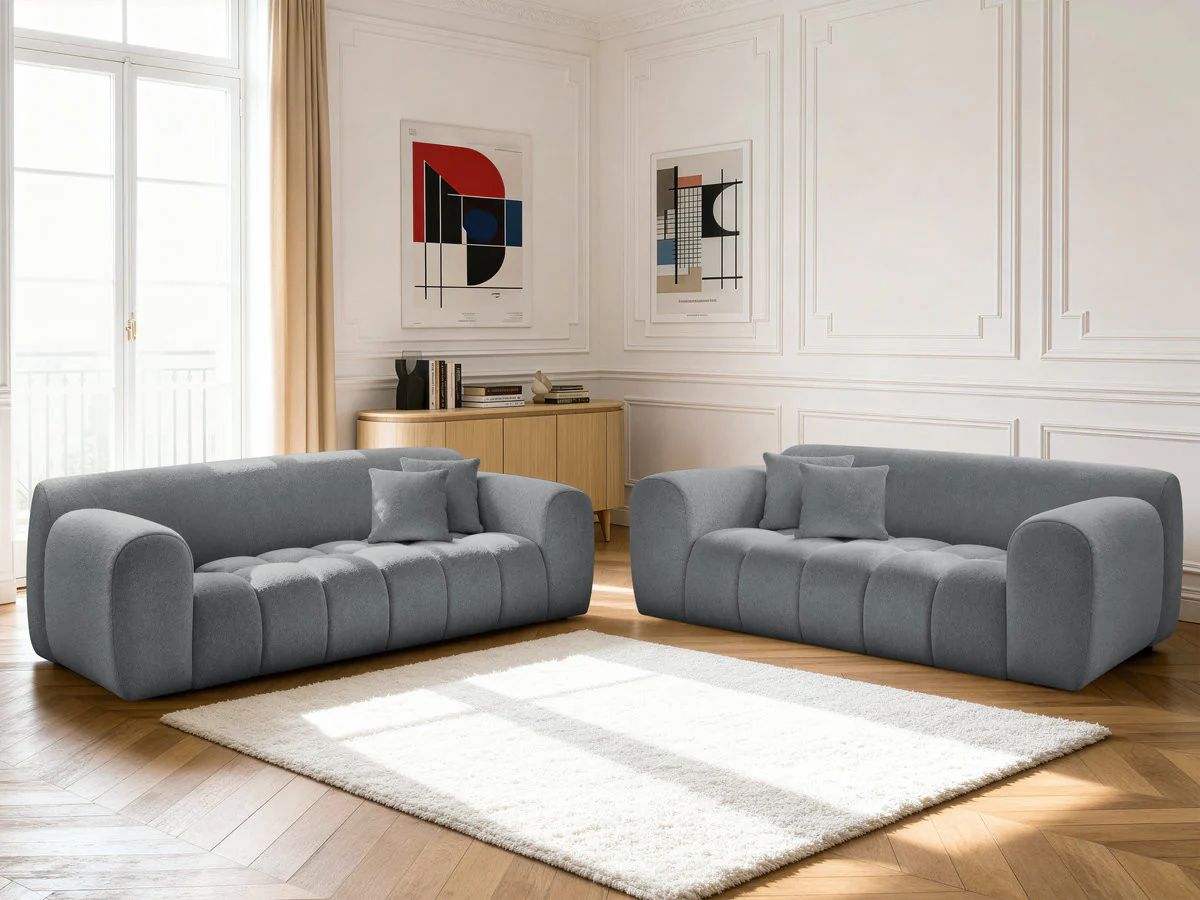 Ensemble canapé droit fixe 3 + 2 places MELISSE tissu chiné - Image 12